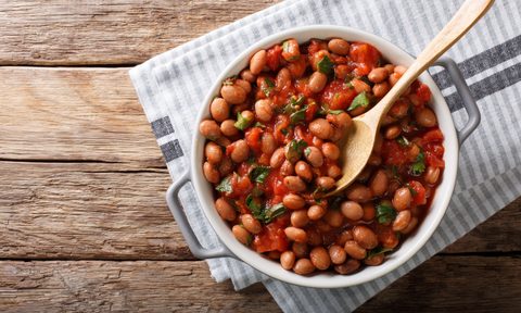 the best bean pots for full flavor cooking stewed cranberry beans or borlotti in tomato sauce with herbs close up a bowl  hor