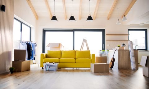 modern living room with large window