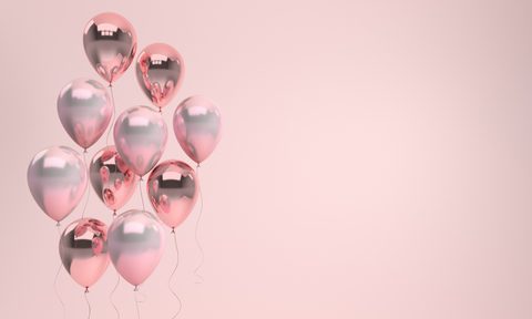 the best three tier serving trays 3d render illustration of realistic glossy pink pearl balloons on pastel background  empty 