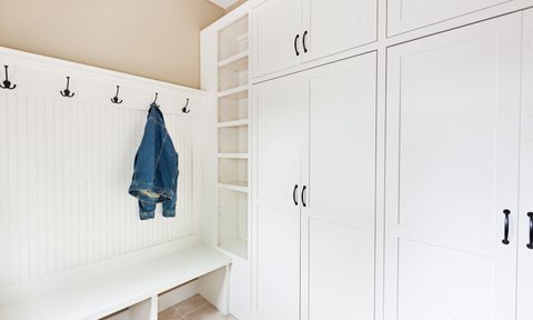 Entryway with bench and coat rack