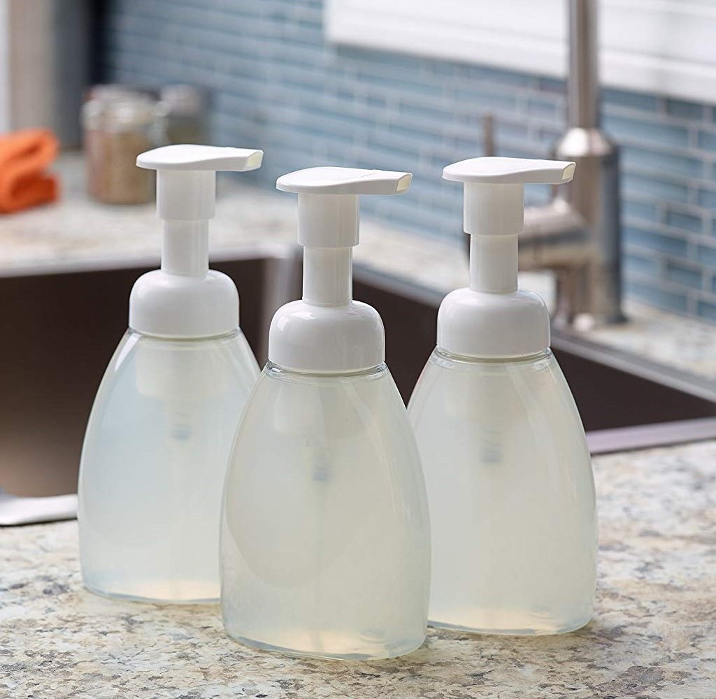 Three foaming soap dispensers