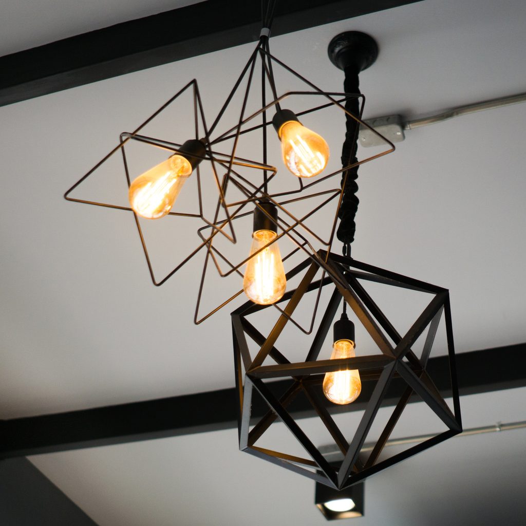 industrial pendant lights hanging from ceiling