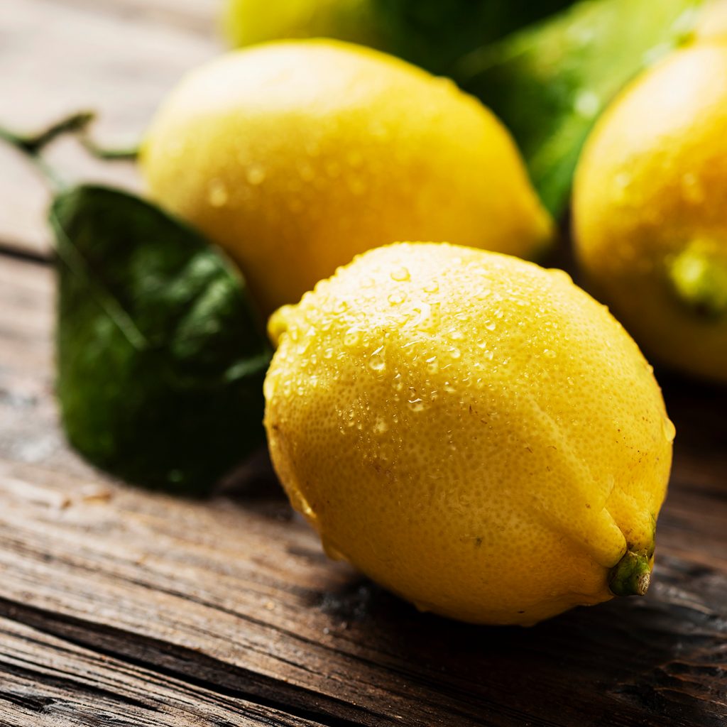 close up of lemons on table