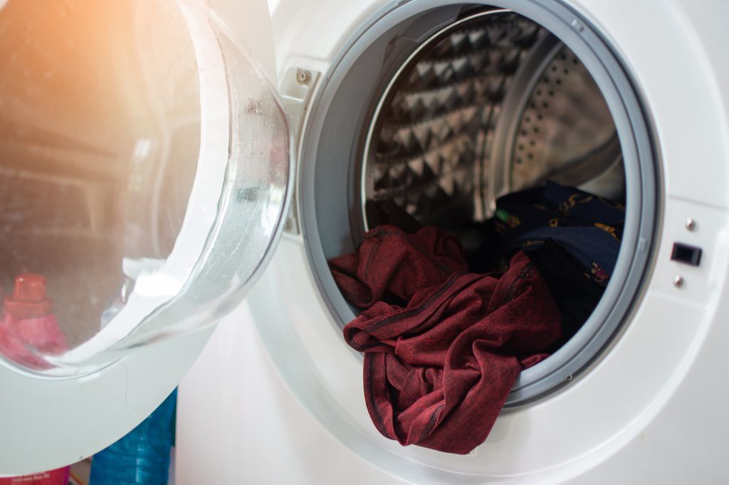 Close-up of textile in laundry machine
