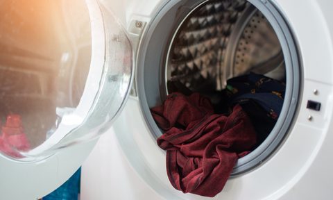 Close-up of textile in laundry machine