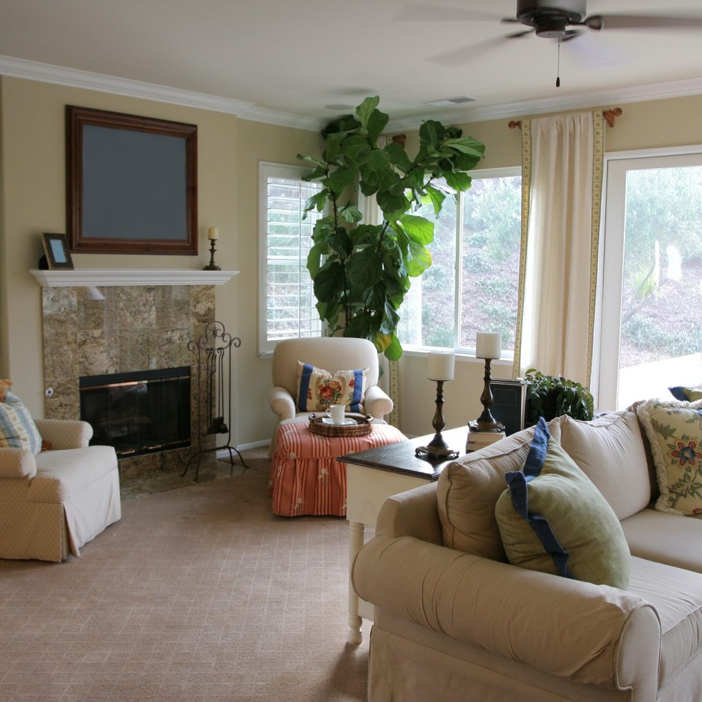 Living room with furniture and crown molding