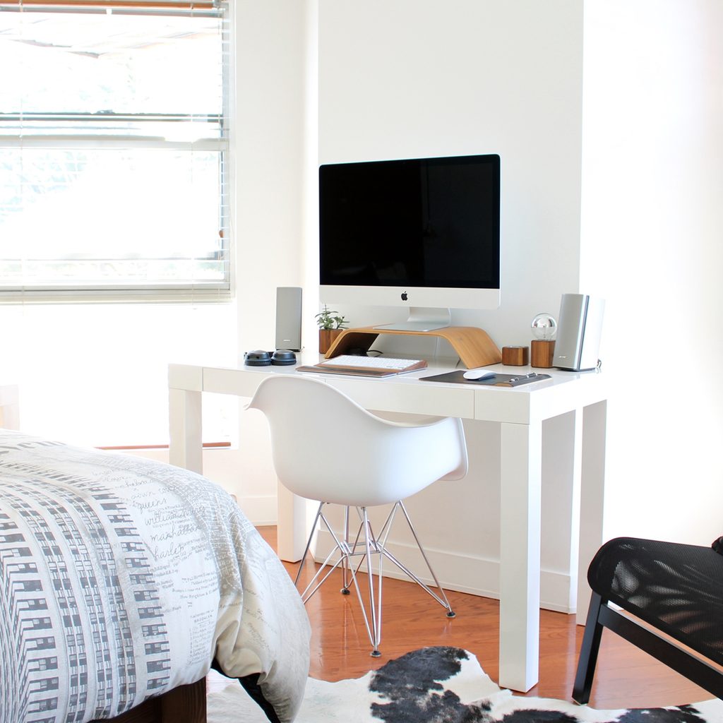 white desk in a modern loft