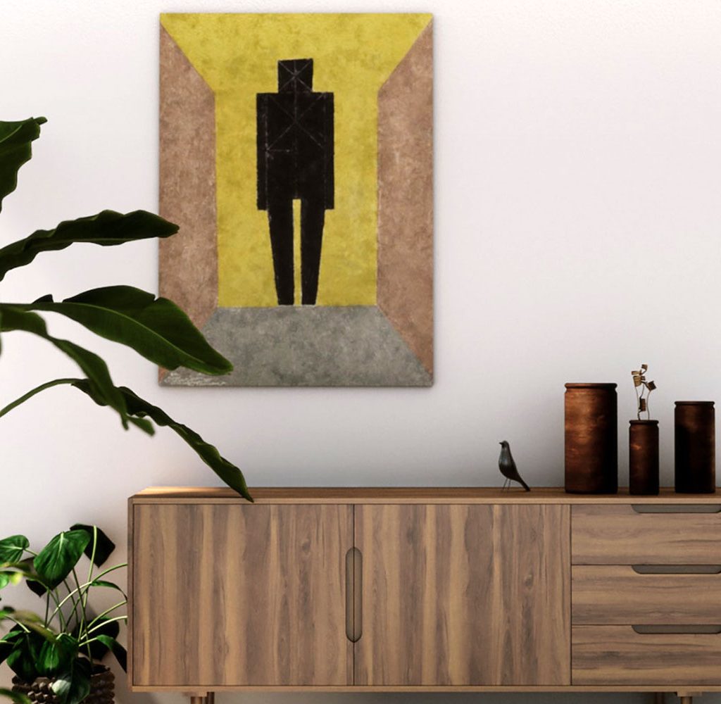 mounted artwork on wall