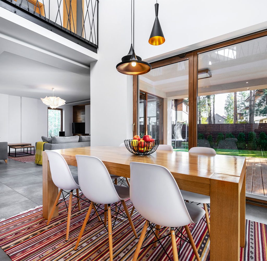 dining room with modern light