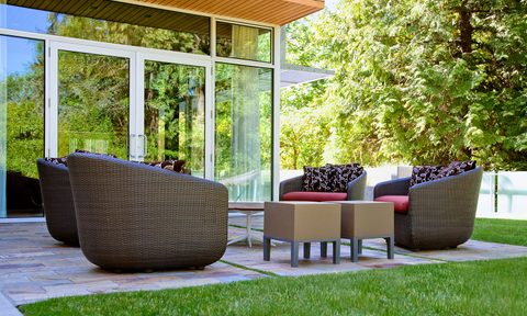 modern outdoor furniture in a garden