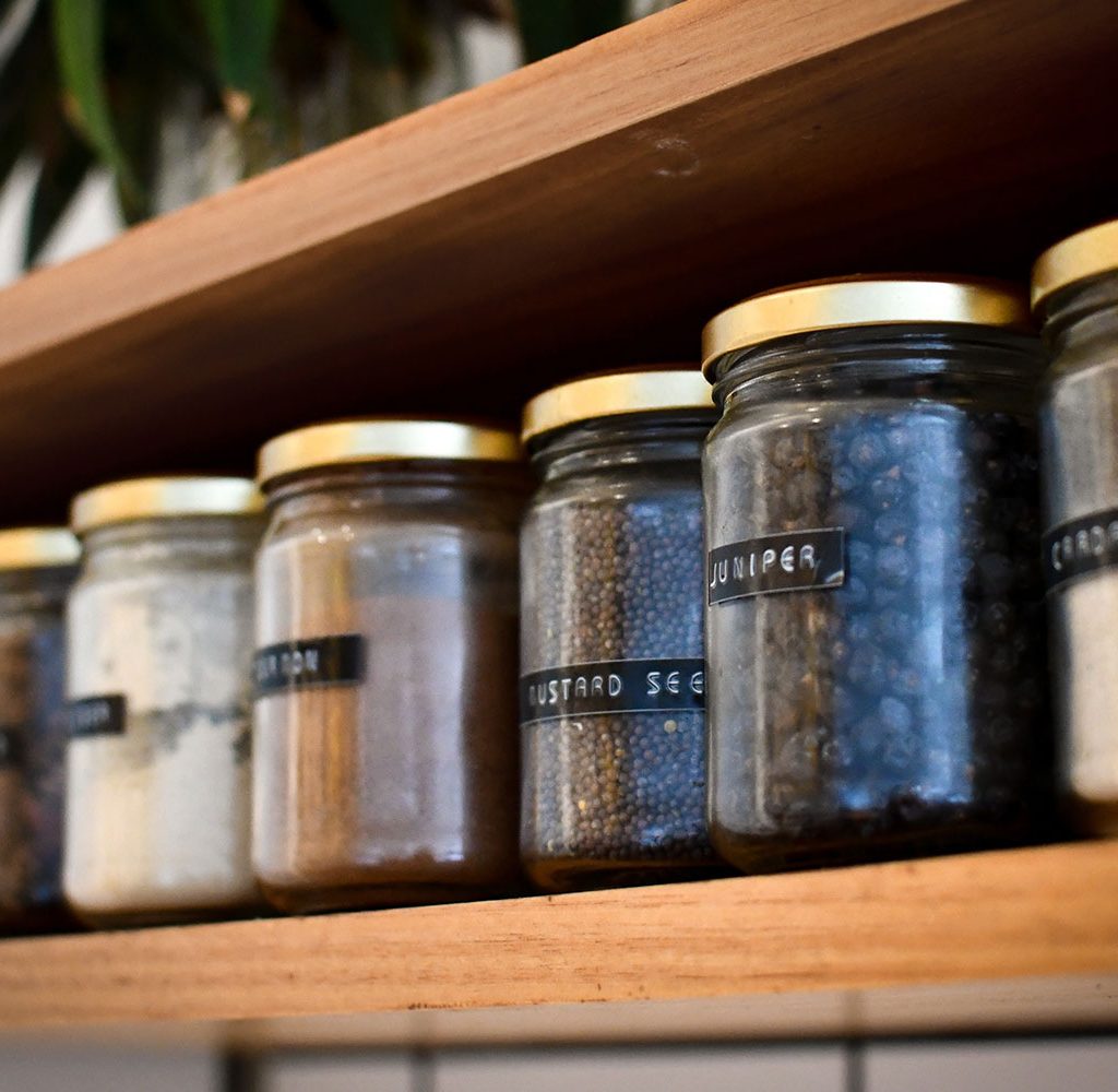 organized ingredients in jars