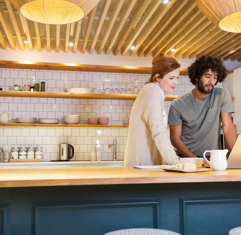 using kitchen island as an office
