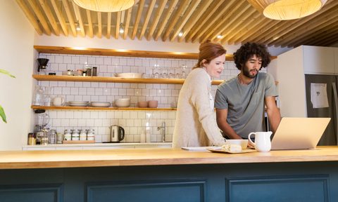 using kitchen island as an office
