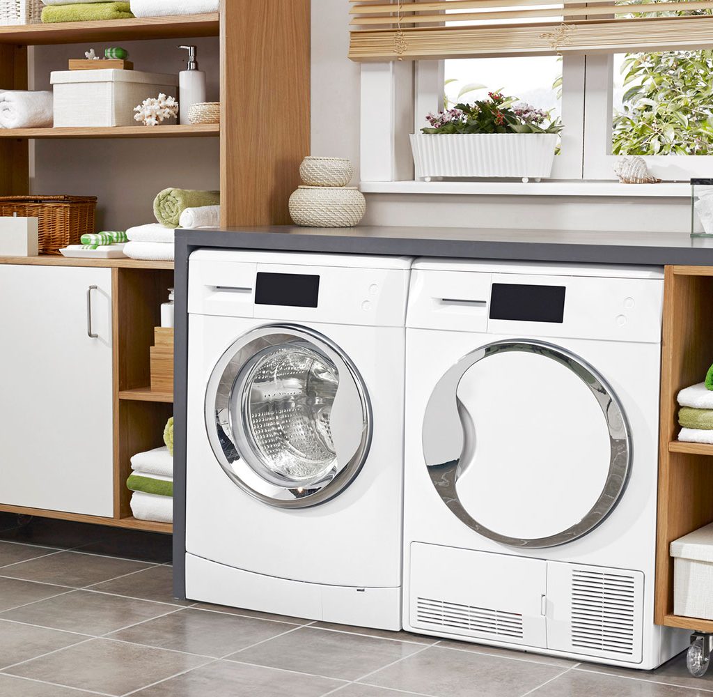 washer and dryer in a modern clean environment