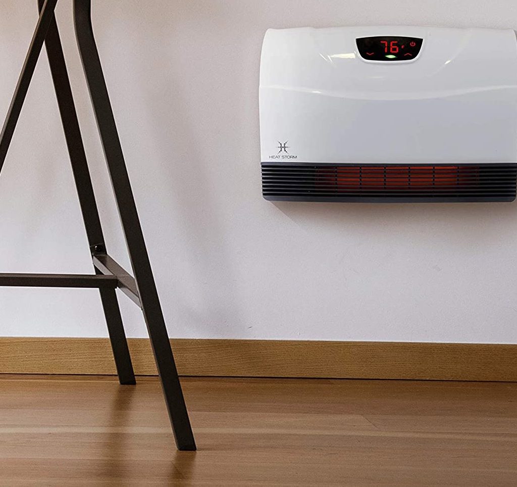 Space heater on a wall