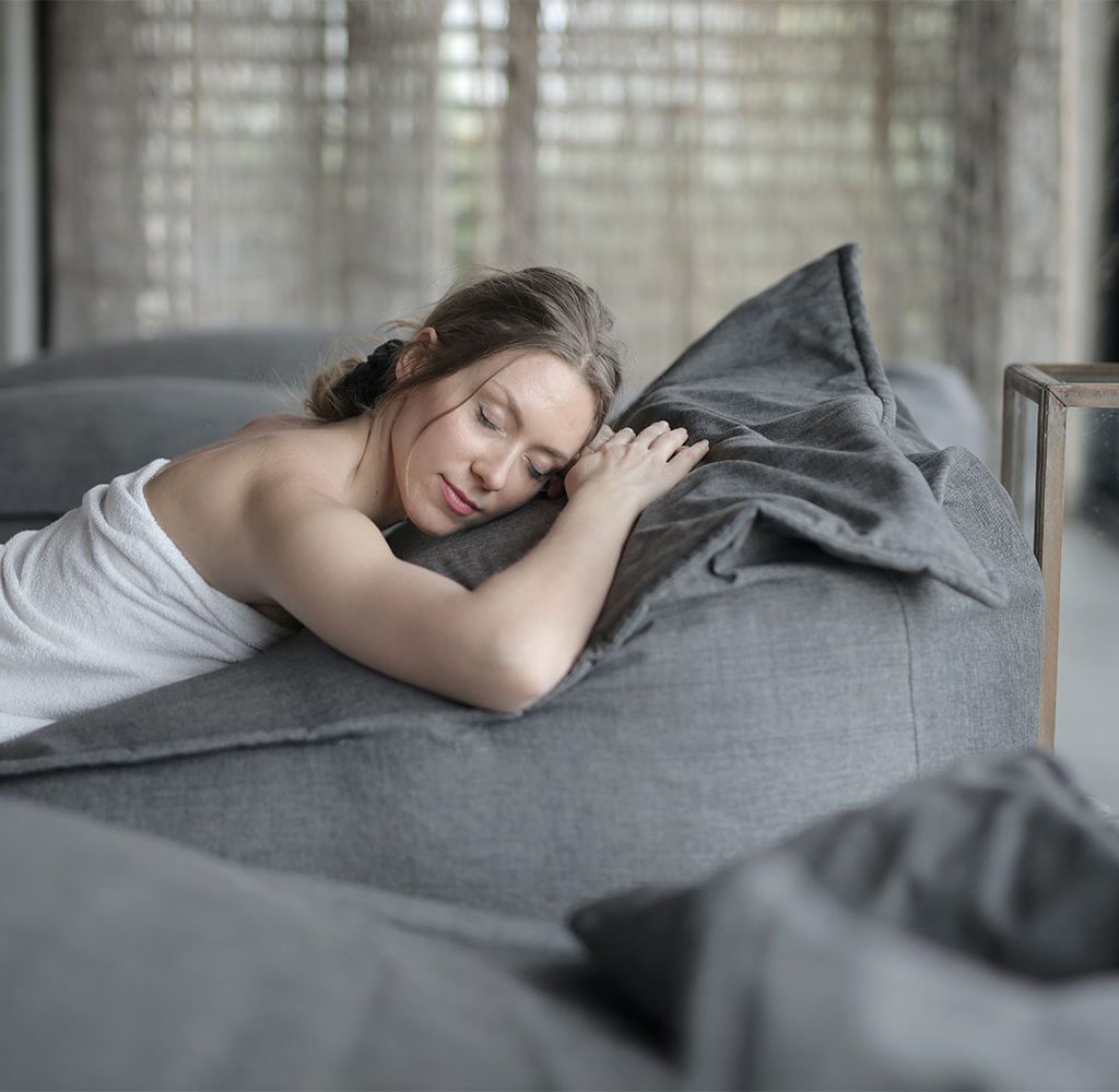 woman in white towels