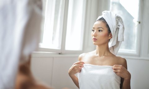 woman in white towels