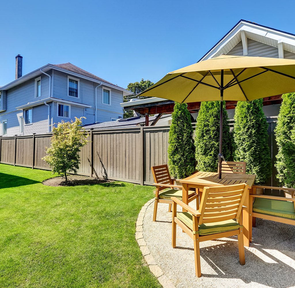 garden with patio umbrella