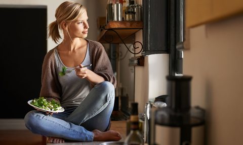 woman in rustic kitchen