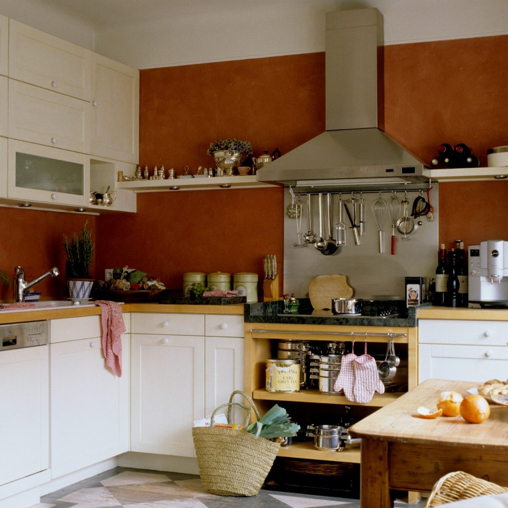 Kitchen with orange wall
