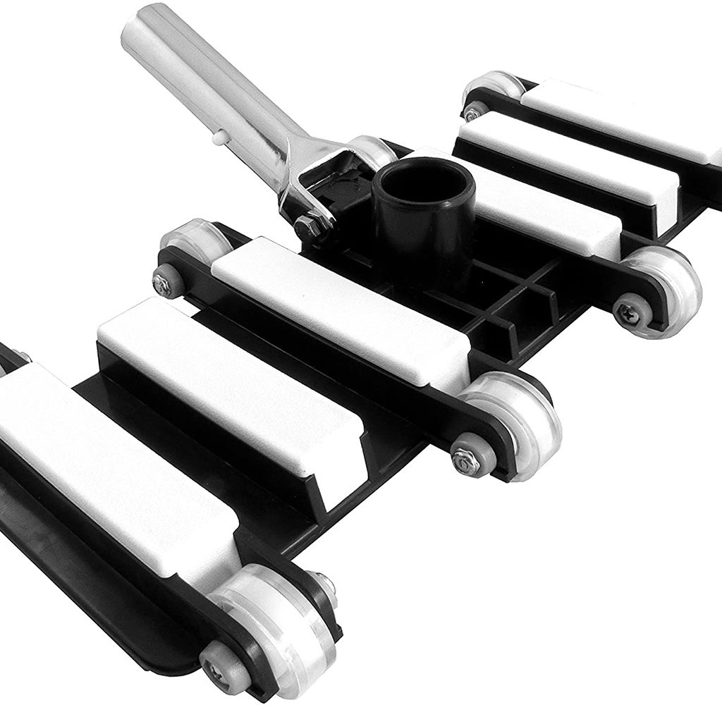 A FibroPool Flexible Swimming Pool Vacuum Head on white background