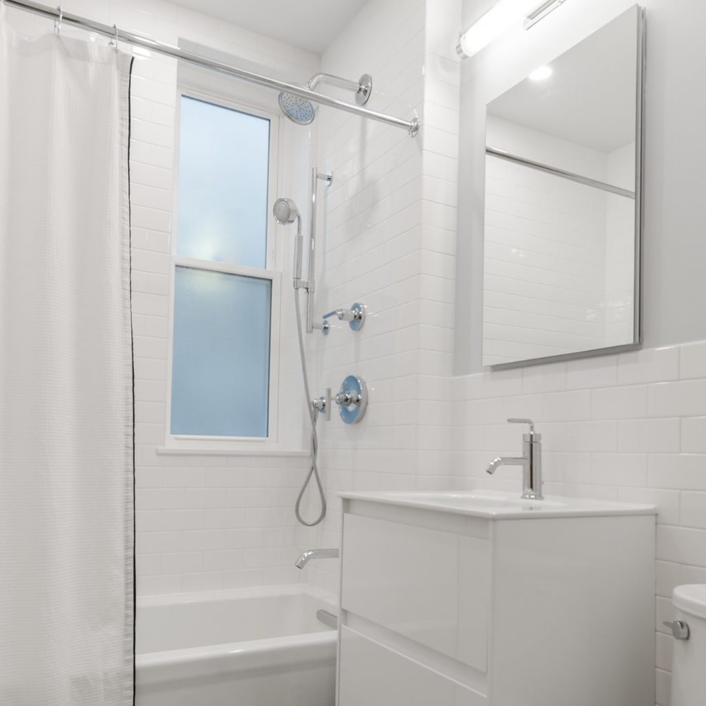 Bathroom with sink and shower