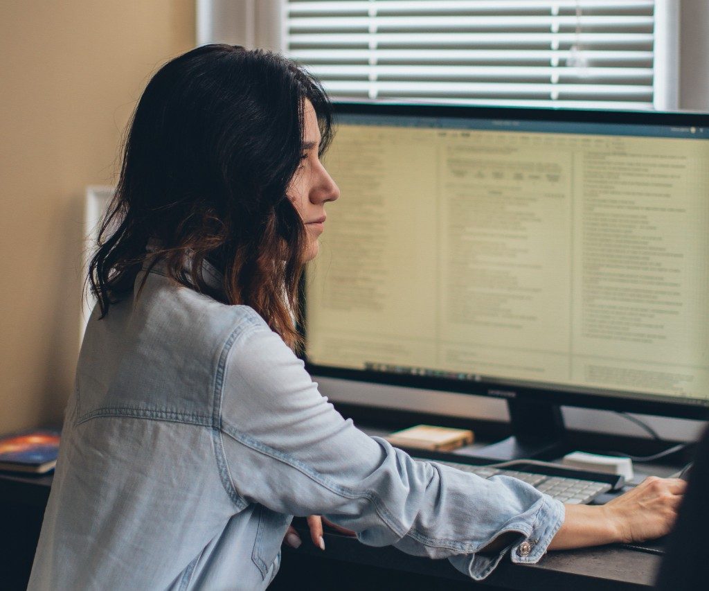 Woman working from home at desk