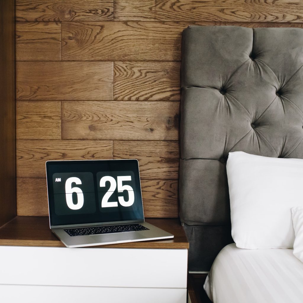 alarm block and bed headboard