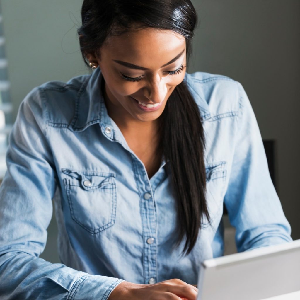 Woman working at home