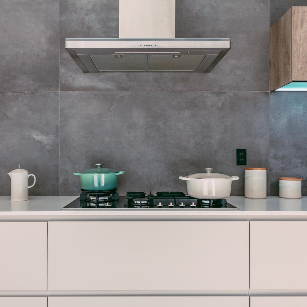 Kitchen with stove and vent