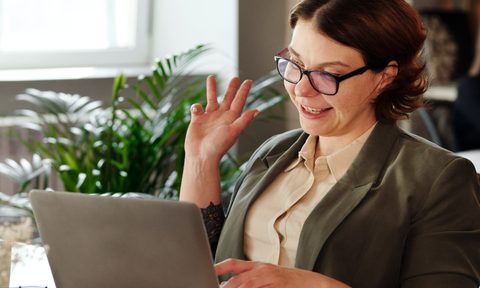 Woman working at home