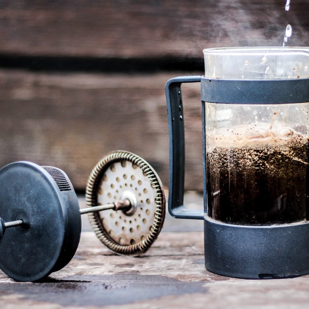 French press coffee pot without top on