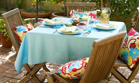 Patio furniture on wooden chairs