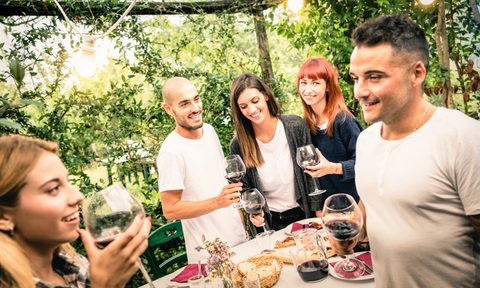 Women and men at outdoor party