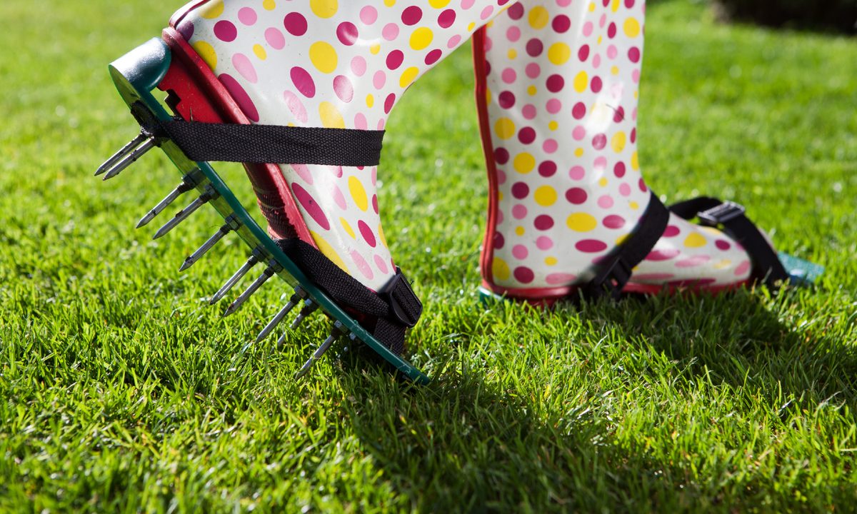 Person wearing foot aerators