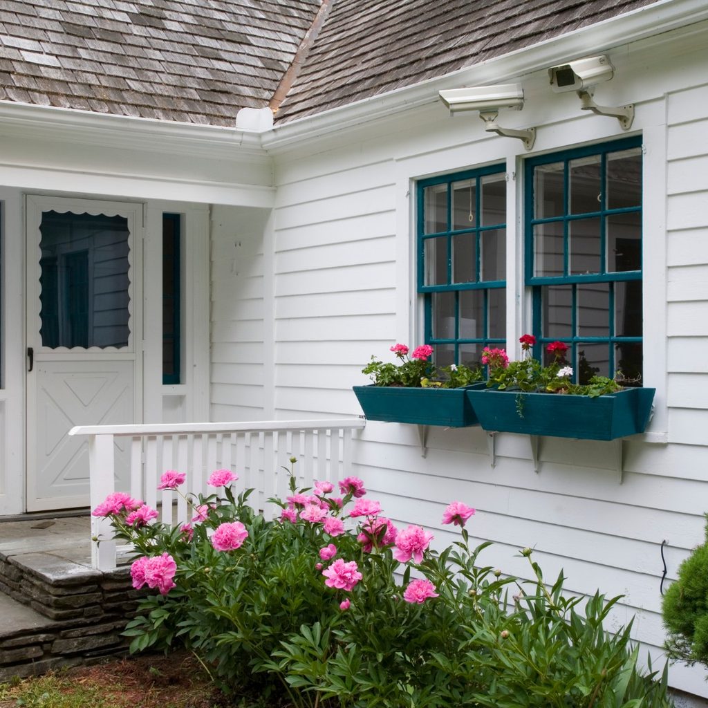 Residential home with security cameras