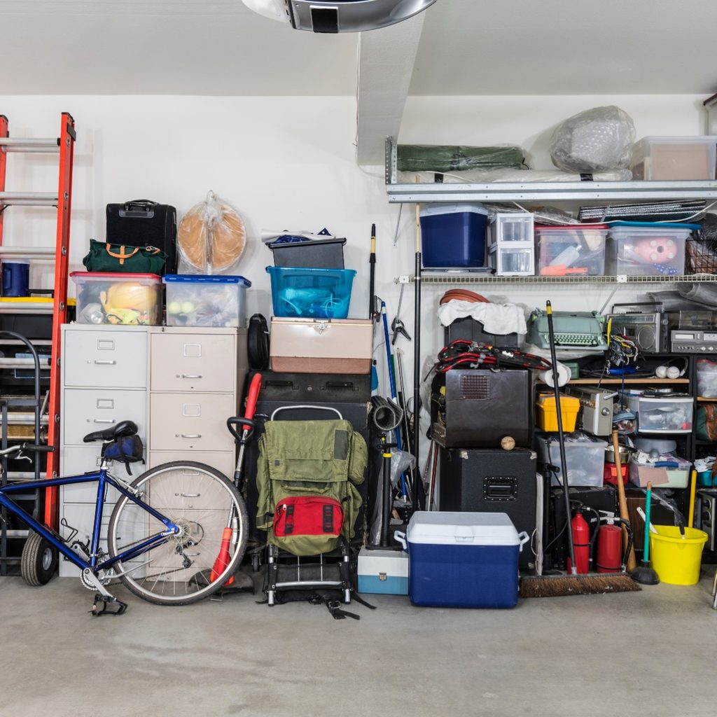 Organized garage with bins