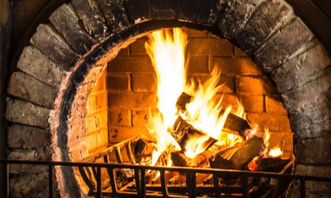 Fireplace with metal gate
