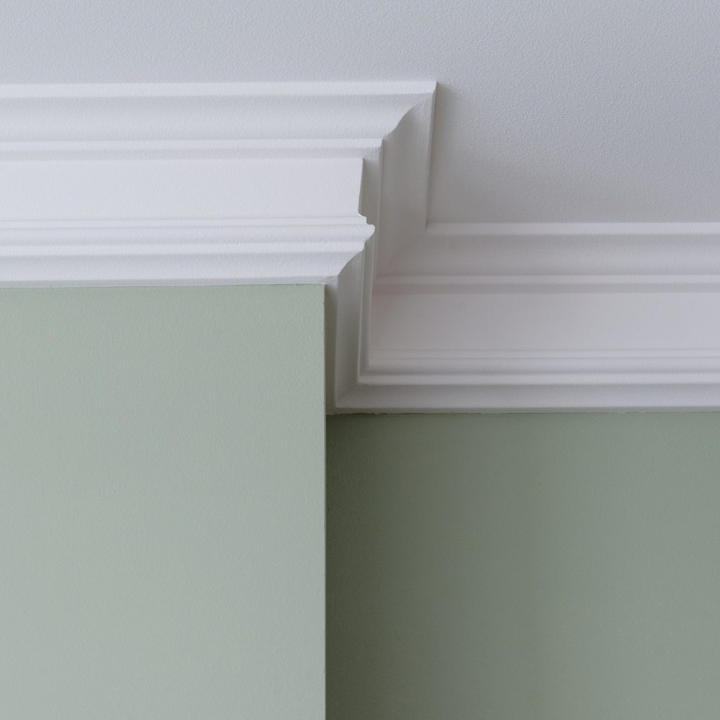 Crown molding on a ceiling