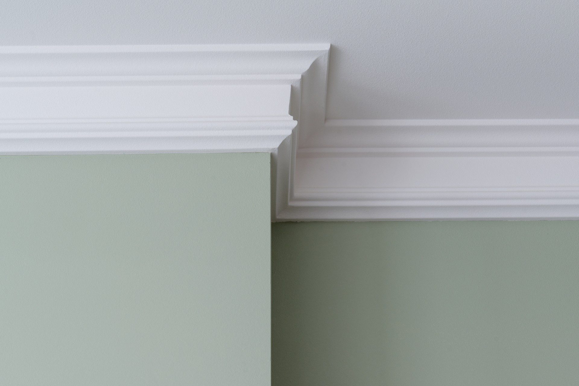 Crown molding on a ceiling