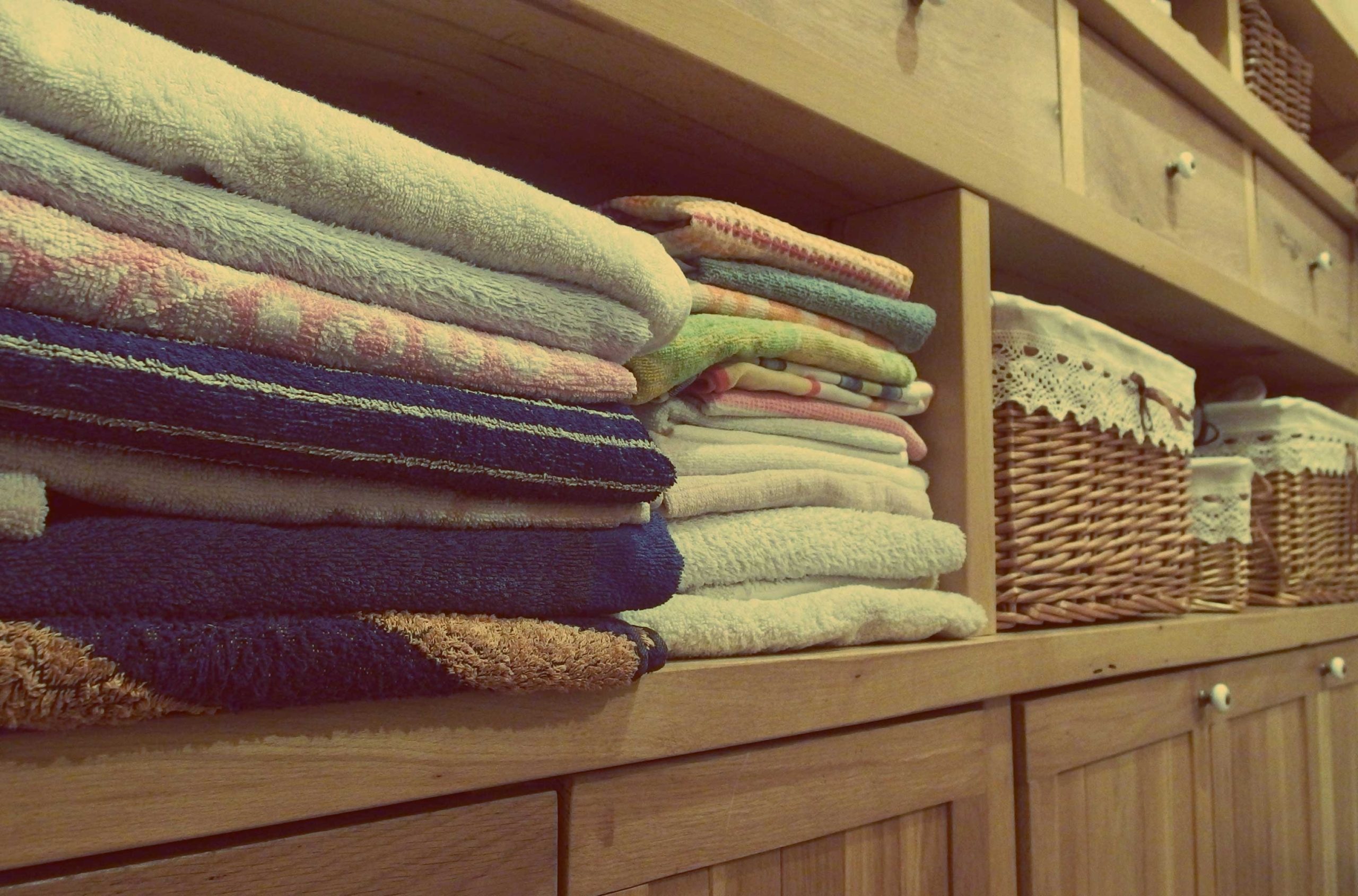 clothing on a shelf dresser