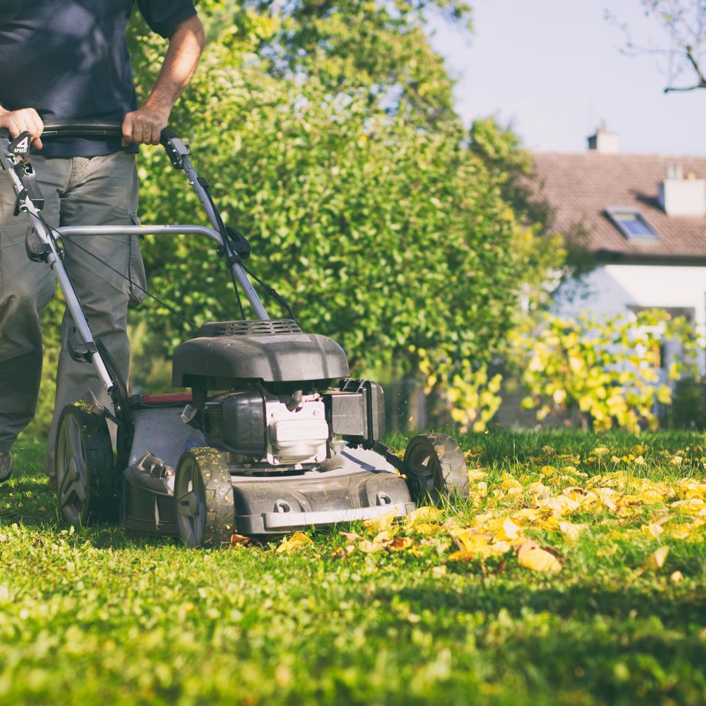 Man mowing the lawn