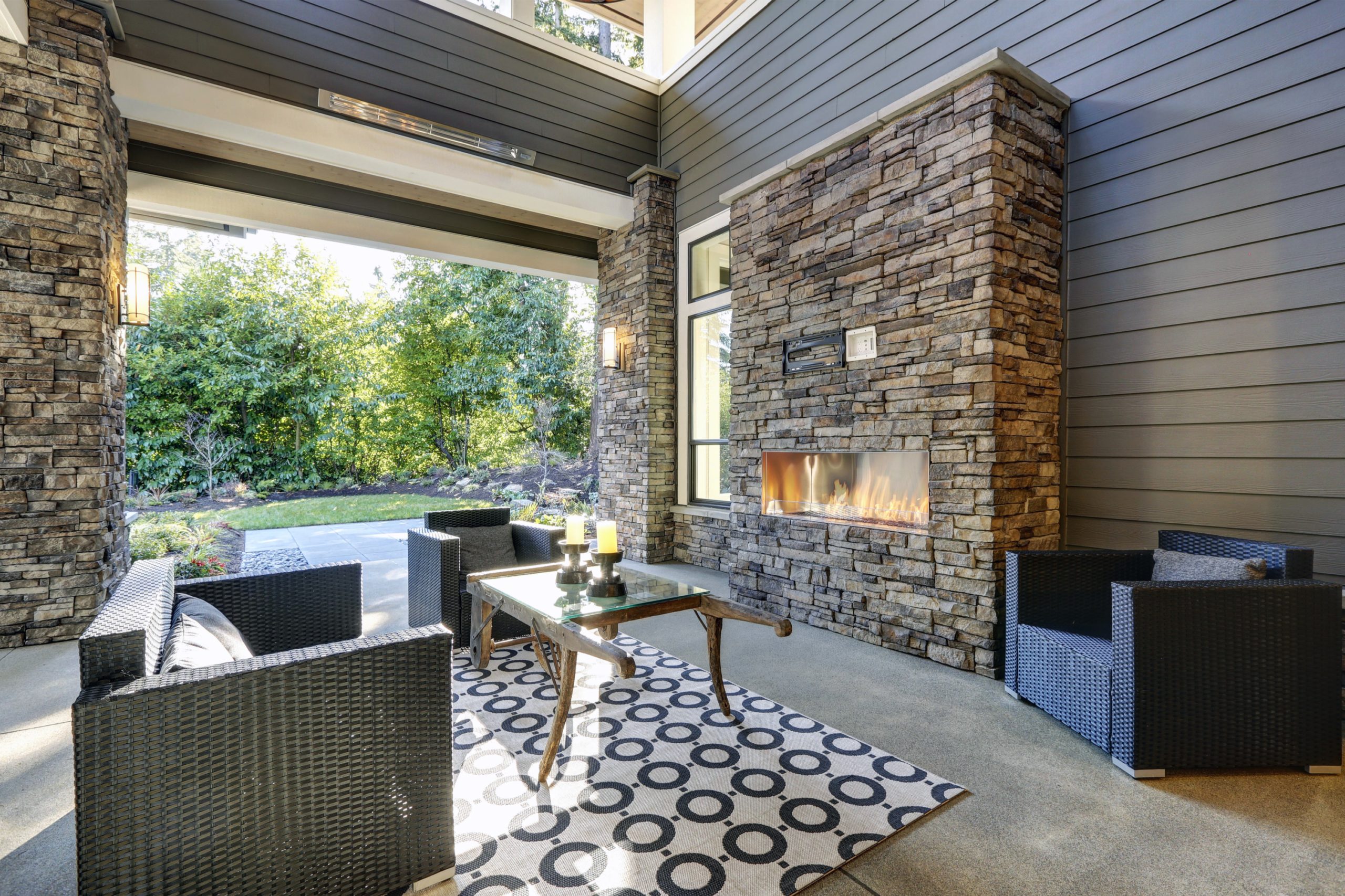 Outdoor Living Room with Fireplace