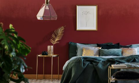 burgundy living room