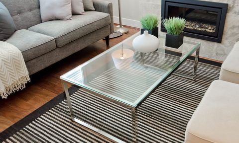 modern glass table in living room