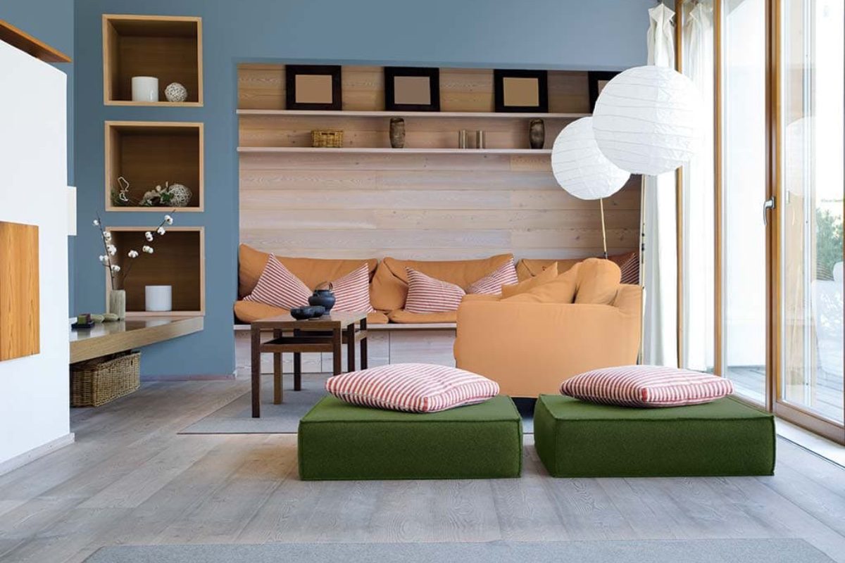 Painted blue living room