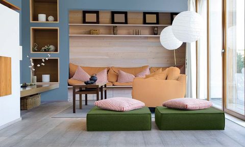 Painted blue living room