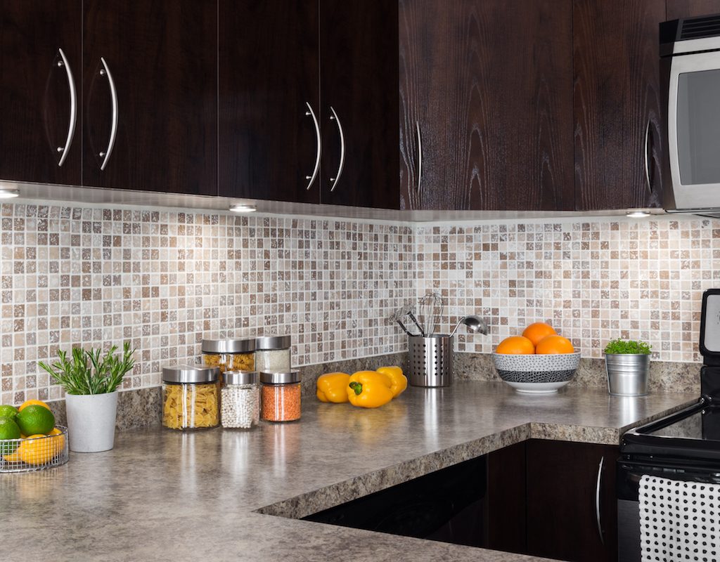 Clean kitchen countertop with containers