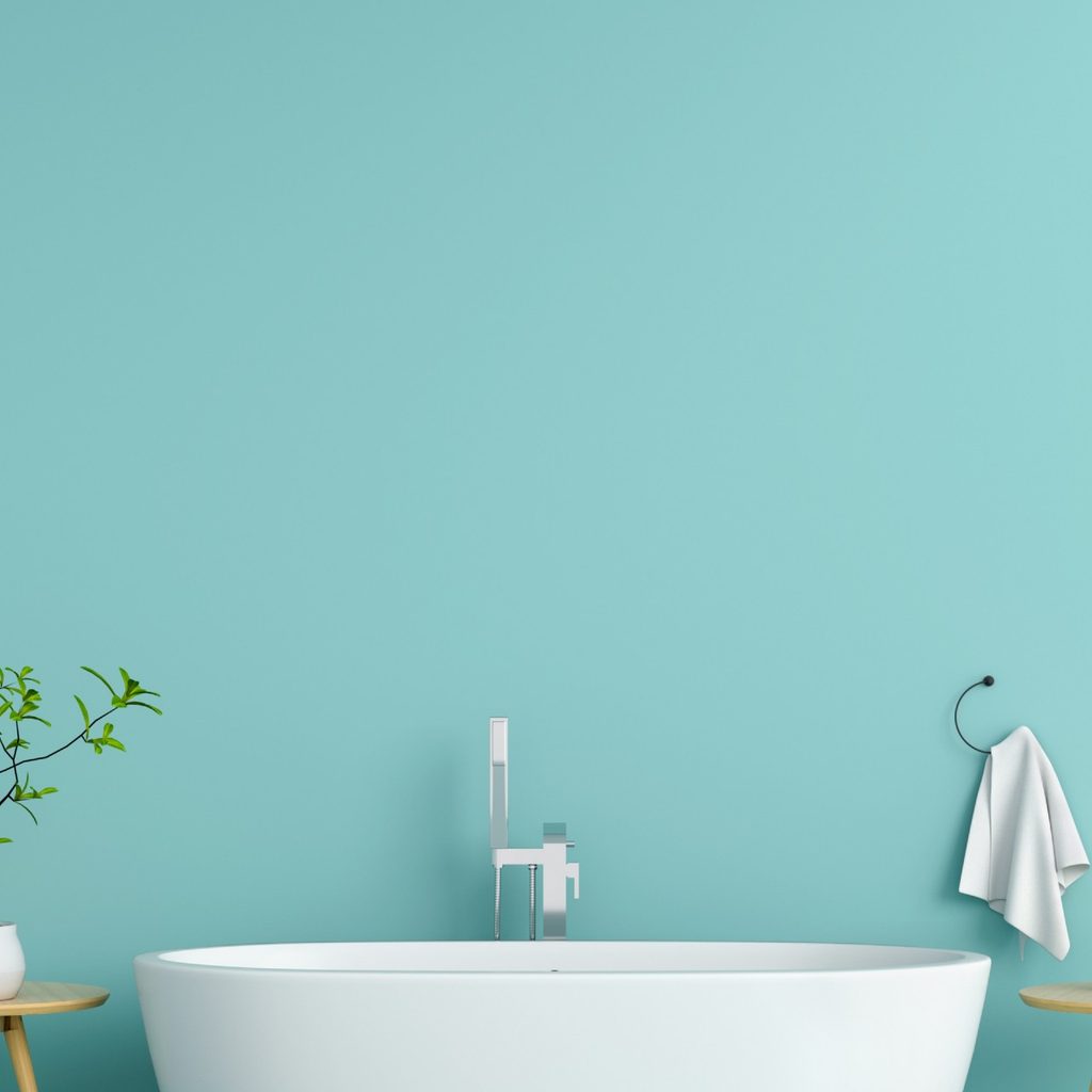 light blue bathroom