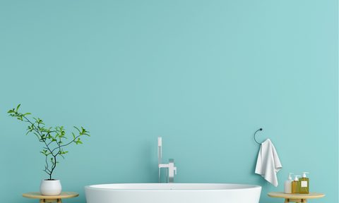 light blue bathroom